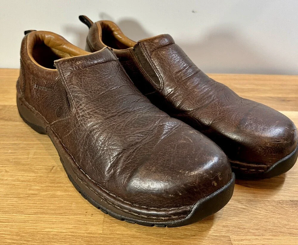 Red Wing 6702 Slip On Aluminum Toe Shoes Sz 10 D Brown Leather Slip Resistant